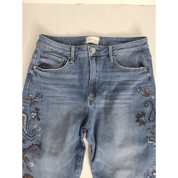 Driftwood Jeans Womens 29 x 27 Blue Floral Embroidered Stella Straight Stretch - Picture 6 of 10